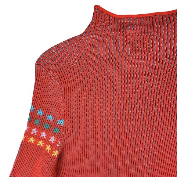 BDG Urban Outfitters Sky High Ribbed Crop Top Large Ski Retro Rainbow Mock Neck - Picture 5 of 13